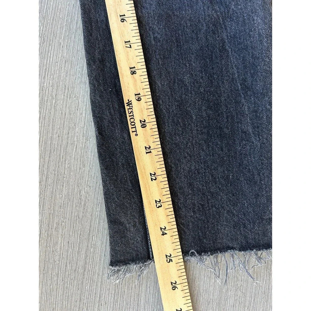 Abercrombie & Fitch Mom Jeans High Waisted Raw Hem Black 24 - Picture 8 of 8